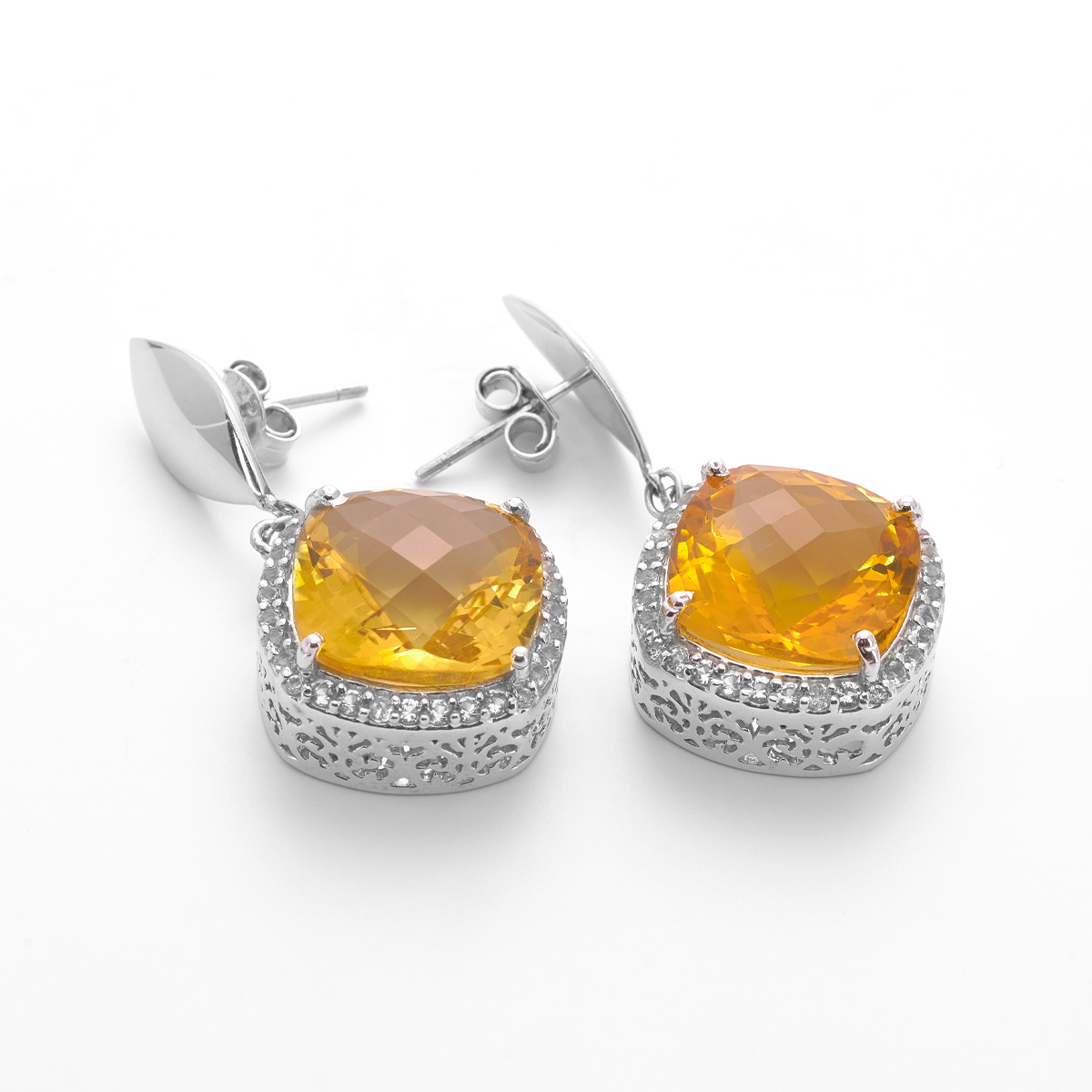 Boucles d'oreilles citrine argent Venice